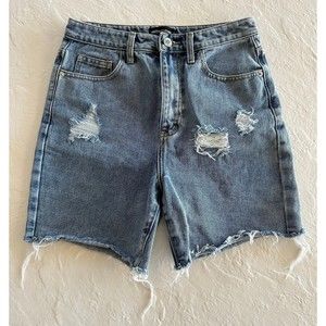 Pretty Little Thing Distressed Denim High Waisted Shorts